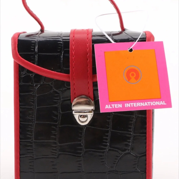 NWT Alten Black Croc Embossed Vinyl Travel Jewelry Case Boxes Set of 3 - Picture 2 of 14